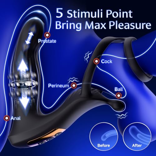 Prostate-Massager-Anal-Vibrator-BEISAR-Anal-Toys-Butt-Plug-Sliding-Ring-Male-Sex-Toys-for-Men-Sex-Toy-Anal-Plug-Cock-Ring-Adult-Toy-with-9-Thrusting-Vibrating-New-APP-Remote-Control-Strap-On-Dildos