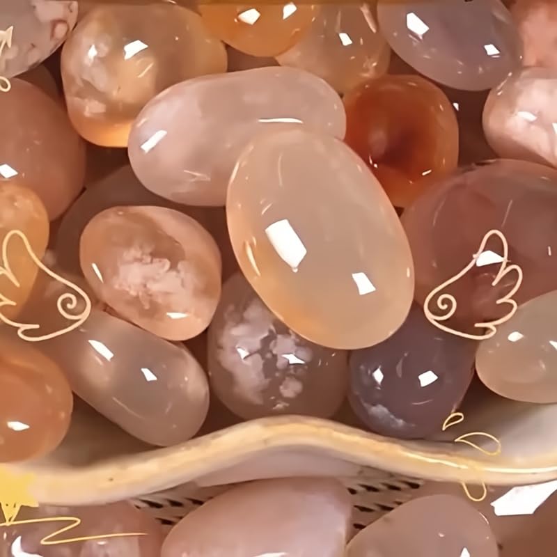 Piedras naturales de ágata de cerezo en flor de cerezo, piedras pulidas semitransparentes de 0.5 a 1 pulgada, piedras preciosas de tono tierra pastel para decoración de acuarios, macetas suculentas — view 2