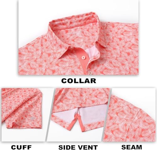 Image of M MAELREG Mens Golf Shirt Short Sleeve Dry Fit Print Moisture Wicking Performance Patterns Collared Polo Shirt