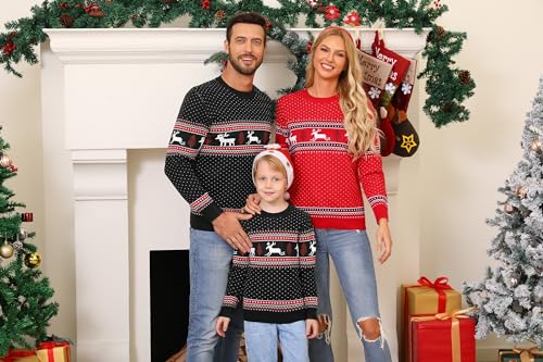 Uniexcosm Family Christmas Sweater Snowflake Reindeer Pattern Long Sleeve Crew Neck Xmas Holiday Pullover Knitwear2
