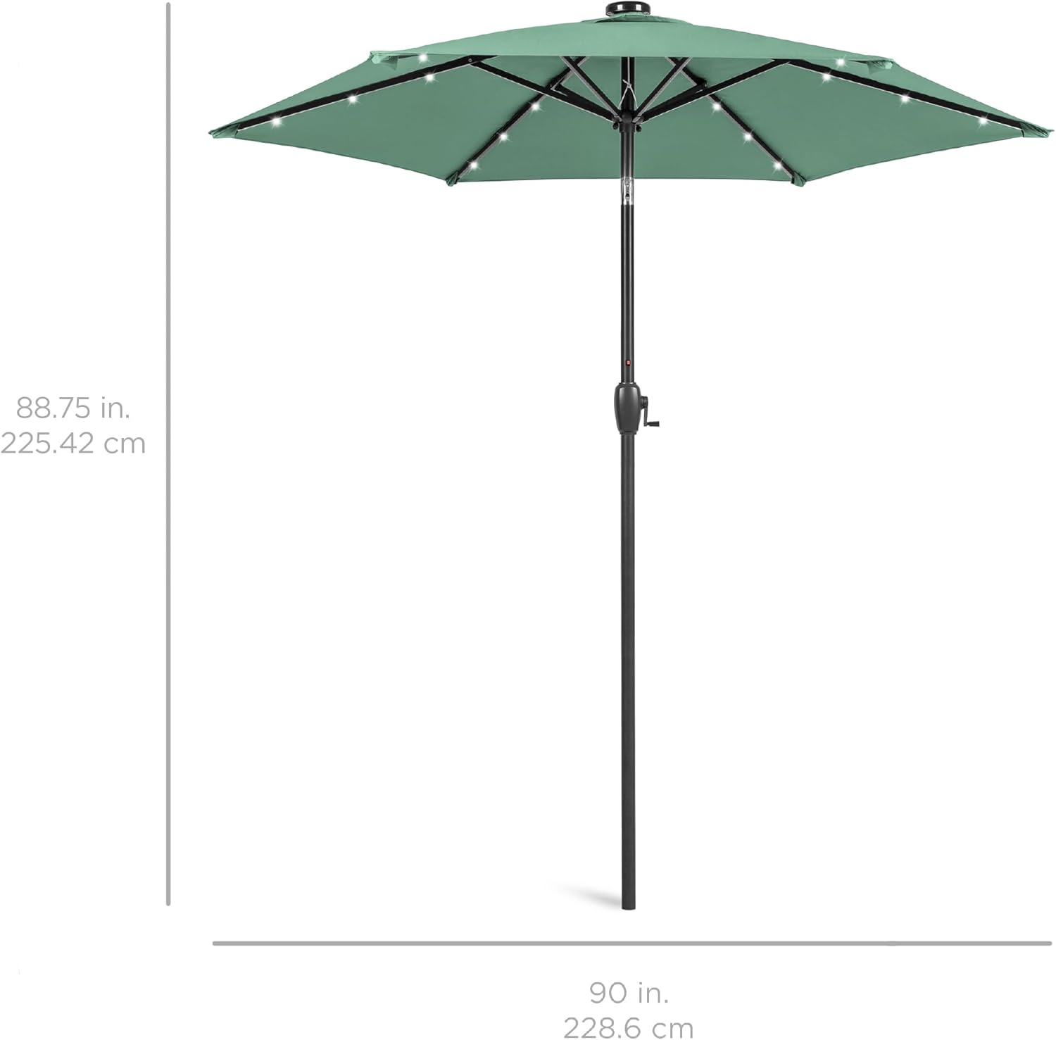 Seaglass 7.5ft Outdoor Solar Patio Umbrella with LED Lights and Steel Pole