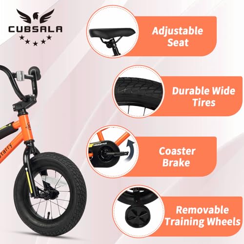 Image of 12 14 16 18 Inch Kids Bike BMX Style Bicycle with Training Wheels Coaster Brake for 2-10 Years Old Toddlers Boys Girls Multiple Colors