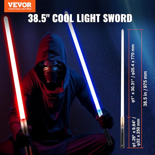 Image of VEVOR Light Sword, 2 Pack Light up Sword with 12 RGB Colors, 4 Sound Modes and Realistic Handle, Rechargeable Toy for Adults and Kids, Christmas Day, Halloween Cosplay, Birthday