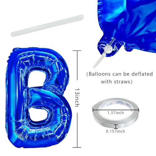 Image of Dark Blue Happy Birthday Balloon Banner Set -16 Inch Foil Letters Balloons, Reusable Birthday Decorations and Party Supplies, Suitable for Men and Women's Birthday Decorations,Party Backdrop