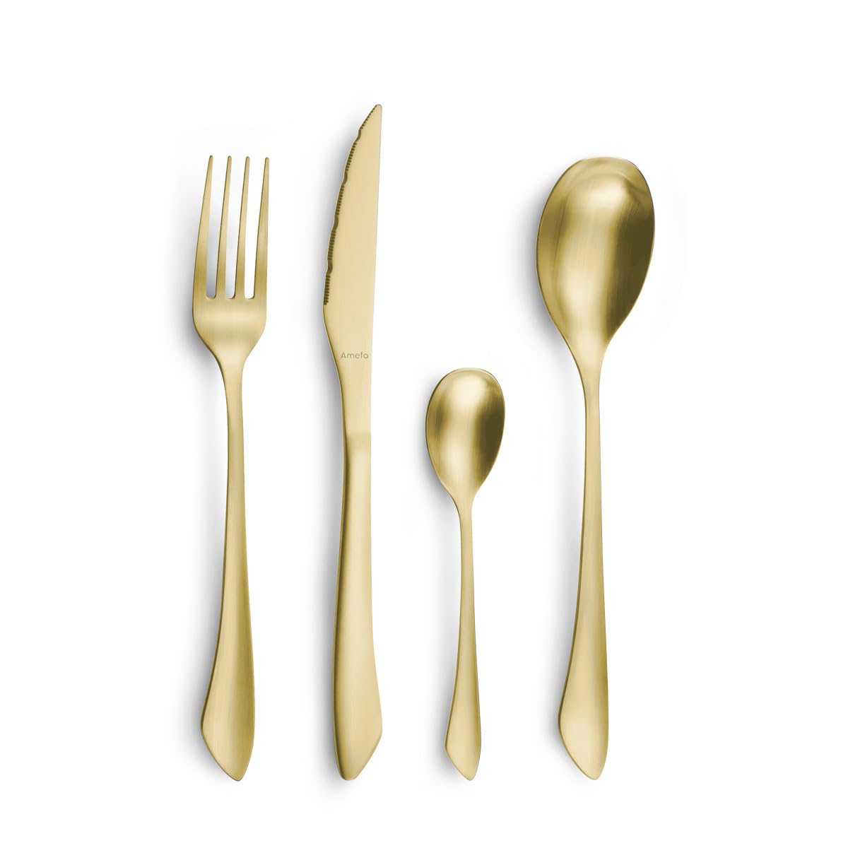 AMEFA Instinct Couverts de table Pour 4 personnes, 16 pces Doré/Champagne | Coffret 16 couverts pour 4 personnes, Acier inox 18/0, Finition PVD Champagne, Lavage à la main recommandé