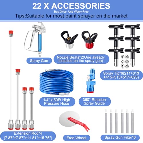 Gyfent 22Pcs Airless Sprayer Gun Kit