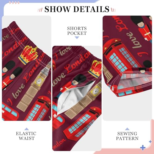 I Love London Big Ben Boys Long Pants Soft Trousers Elastic Waist Kids Lounge Bottoms with Pockets S-XL4