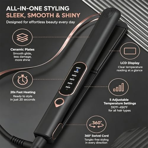 Plancha para cabello cerámica y titanio con 15 niveles de temperatura miniatura 2