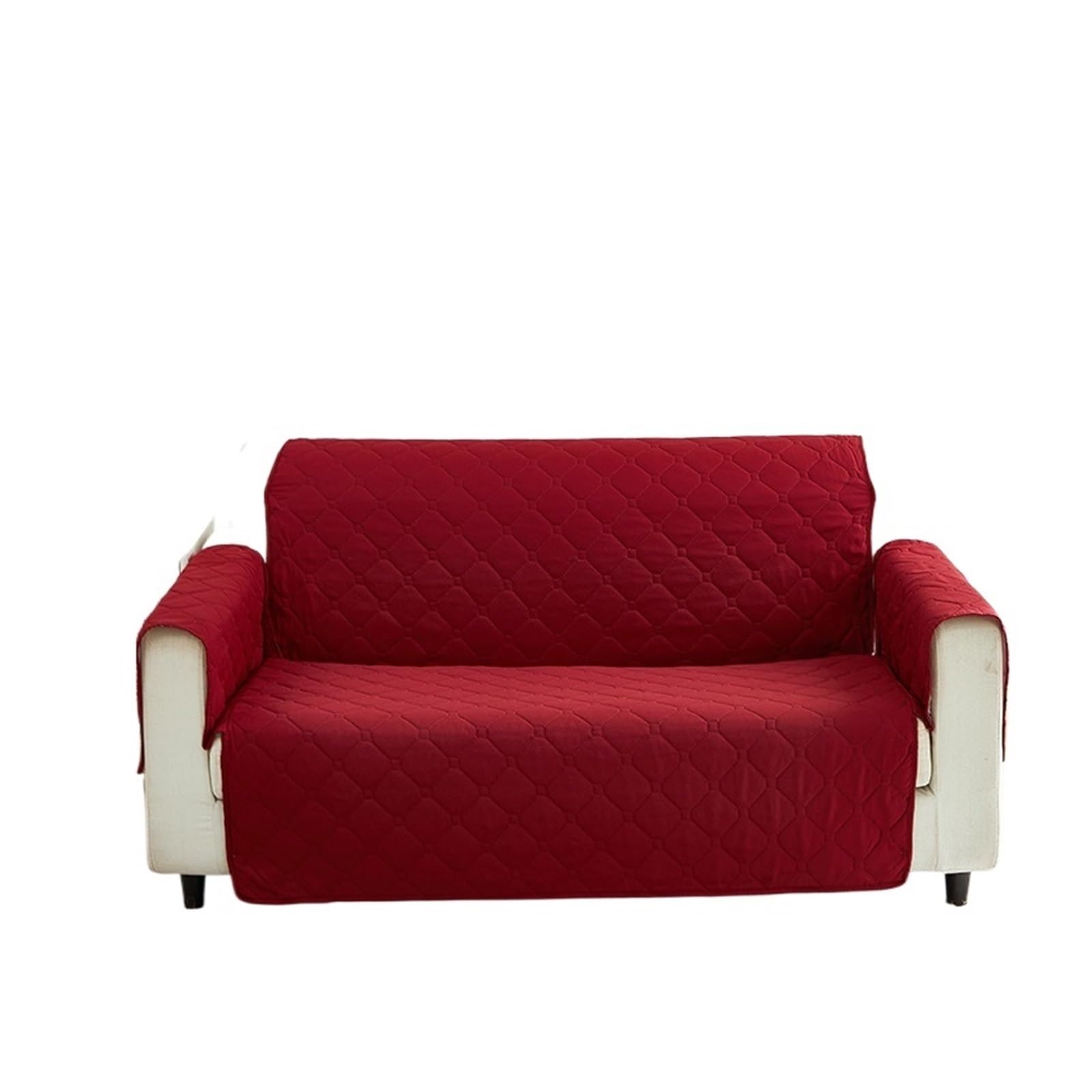 MAQDDO 1pc Integrated Sofa Cover Quilted Furniture Protector Recliner Slipcover Armchair Slipcovers for Living Room For Sofa(Burgundy,3 seater)