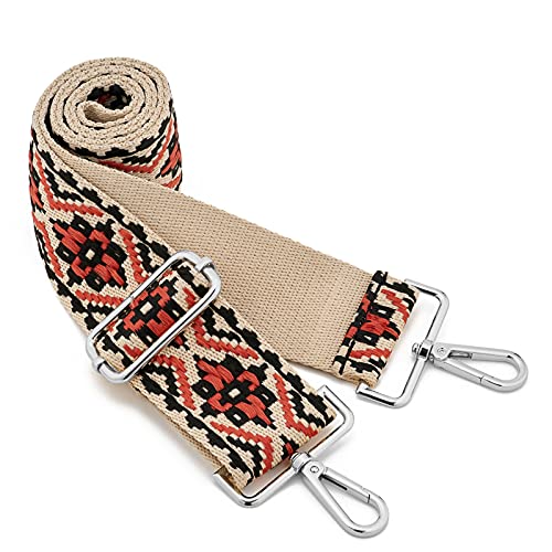 Image of Silvery Buckles Wide Shoulder Strap Adjustable Replacement Belt Crossbody Canvas Bag Handbag