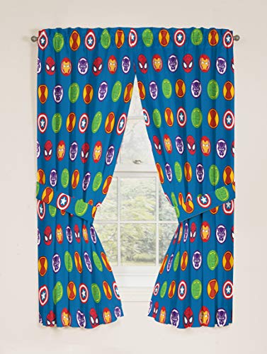 Image of Jay Franco Marvel Super Hero Adventures Double Team 63 inch Inch Drapes - Beautiful Room Decor & Easy Set Up, Bedding Features The Avengers - Curtains Include 2 Tiebacks, 4 Piece Set