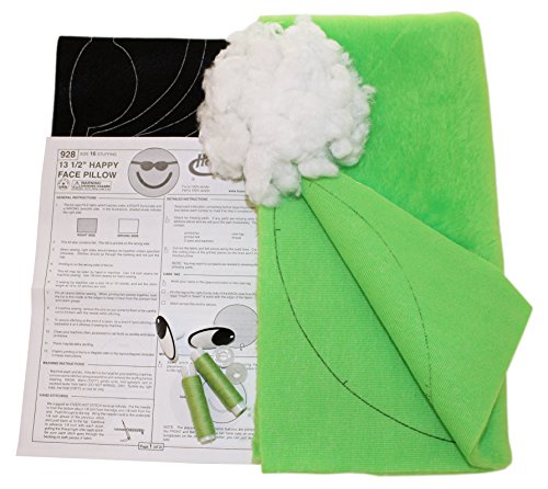 Haan Crafts Plush Happy Face Pillow Beginner/Kids Sewing Kit, Neon Lime