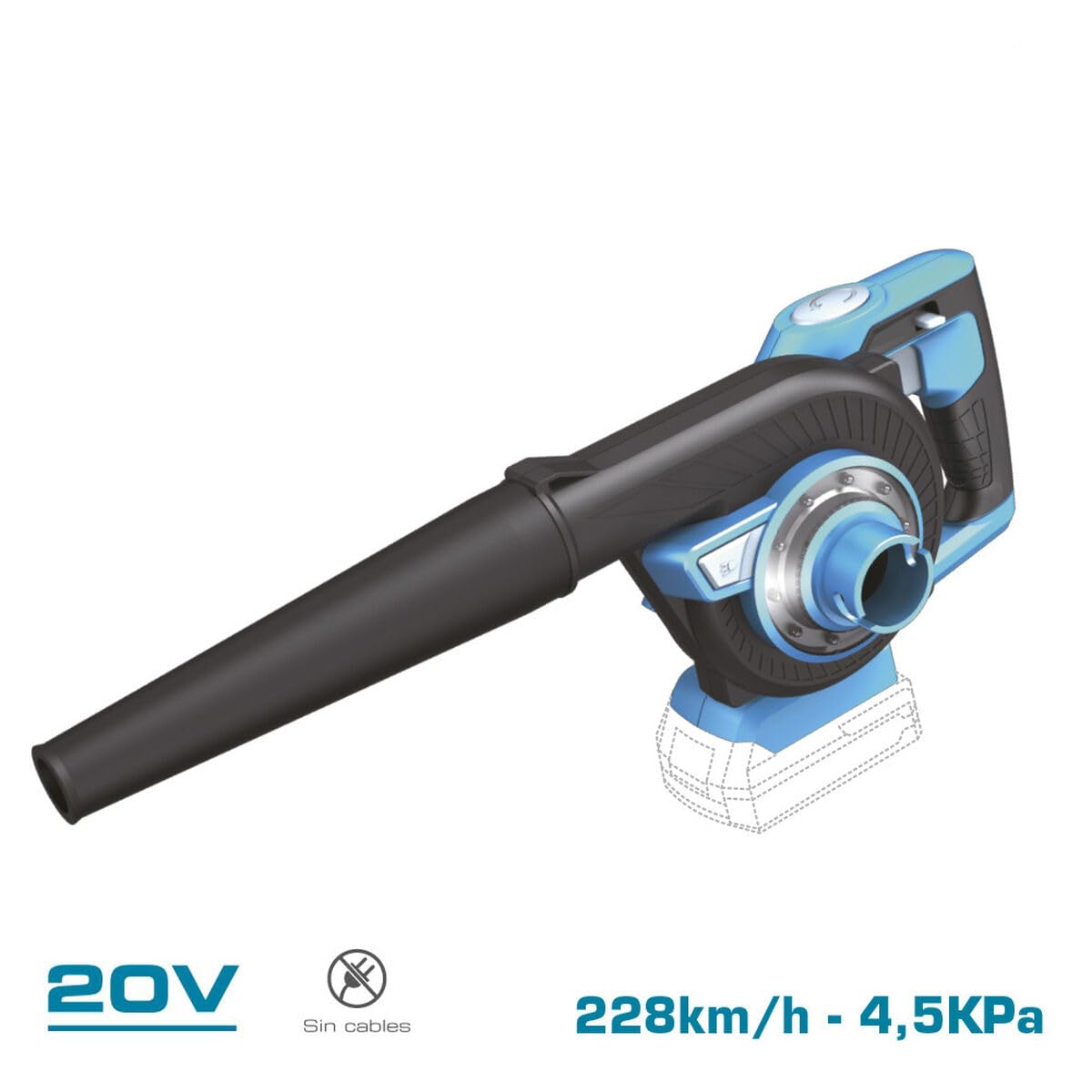 ASPIRADOR SOPLADOR 20V (SIN BATERÍA NI CARGADOR) 97x93cm KOMA TOOLS PRO SERIES BATTERY