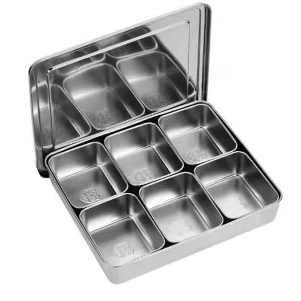 IJSDNVJNDX Stainless Steel Seasoning Container Divided Serving Tray with Lid Charcuterie Snack Box