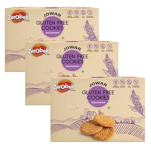 Image of Zerobeli Jowar Gluten Free Cookies 250g (Pack of 3) |100% Wholesome Multigrain Millet Cookies| Delicious And Nutritious | No Maida, No Palm Oil or Preservatives | rich in dietary fiber