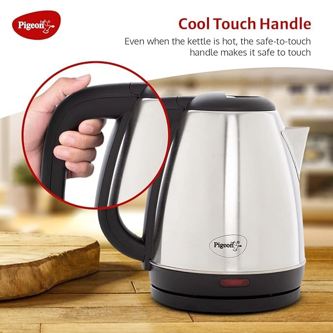 Image of Pigeon Amaze Plus Electric Kettle 1.5 L, 1500 Watts, Stainless Steel Body with Auto Shut-off Special Feature Used for Boiling Water - (Silver)