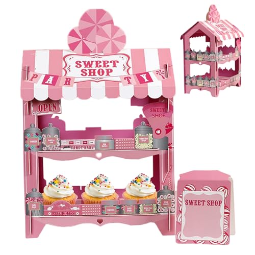 Stand da cupcake, a 2 livelli di carta carina forma di carta dolce trattare per il negozio di caramelle per torta da dessert display per decorazioni per feste a tema di compleanno gelato, carrello da