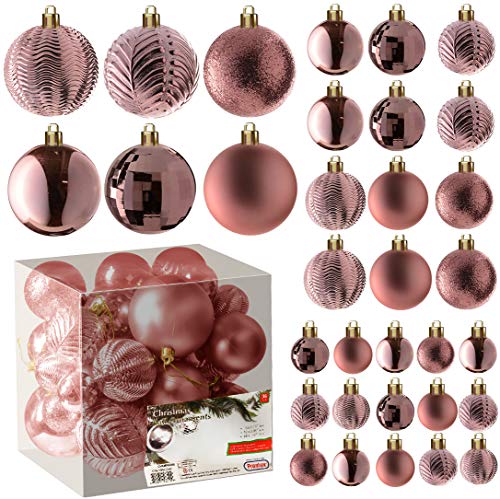 Set di 30 palline di Natale in plastica, 60 mm, con gancio, in plastica infrangibile, decorazione per albero di Natale, confezione da 30