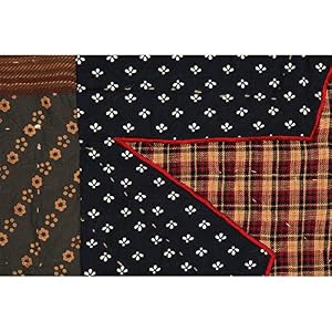 VHC Brands Primitive Deep Red Patchwork Cotton Patriotic Patch Decor Rod Pocket Pre Washed Patchwork Rectangle Throw
