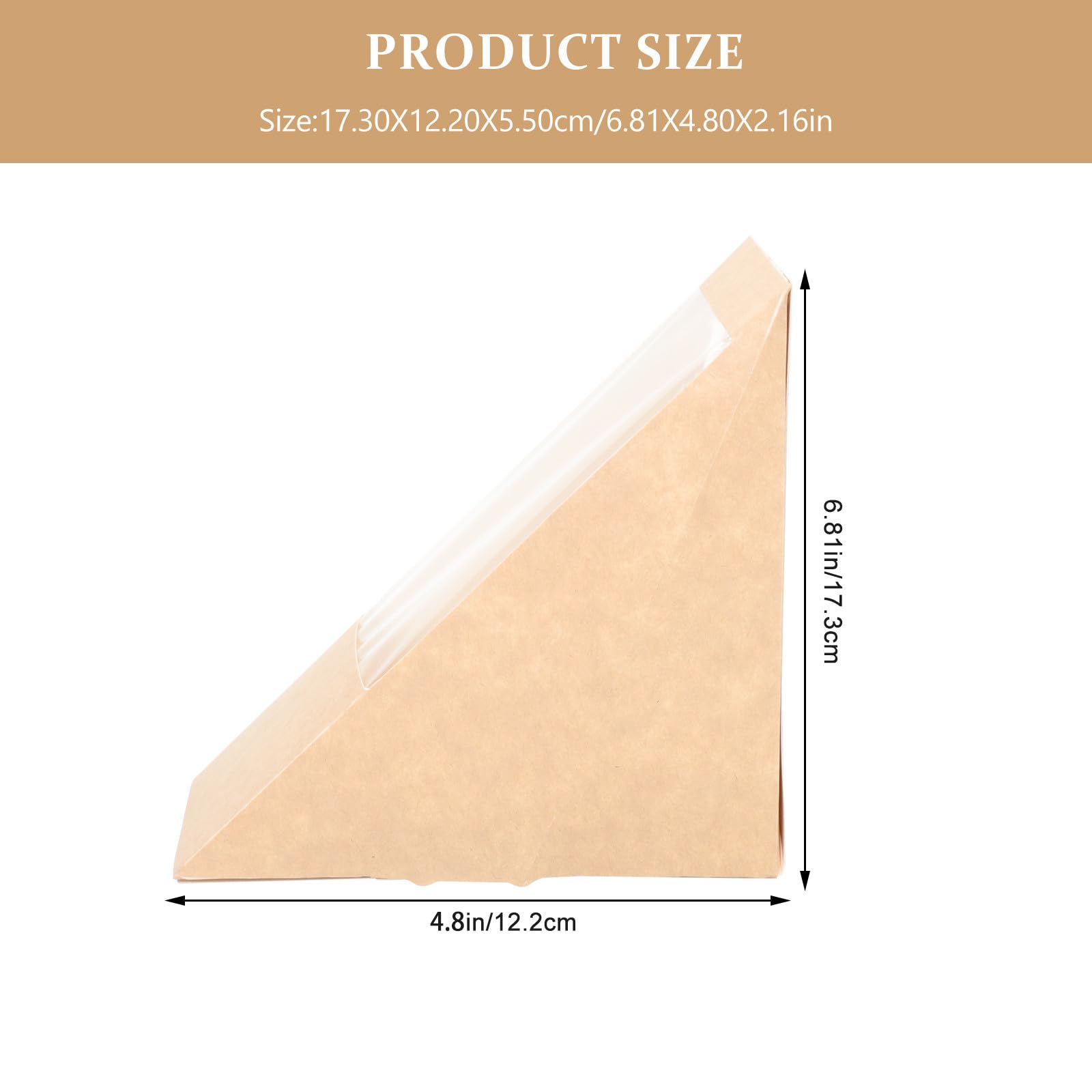 100 Piezas Caja de Sándwich Triangular, Caja de Embalaje Kraft de Papel, Beige, Ligera y Apta para Alimentos, para Pastelerías y Panaderías