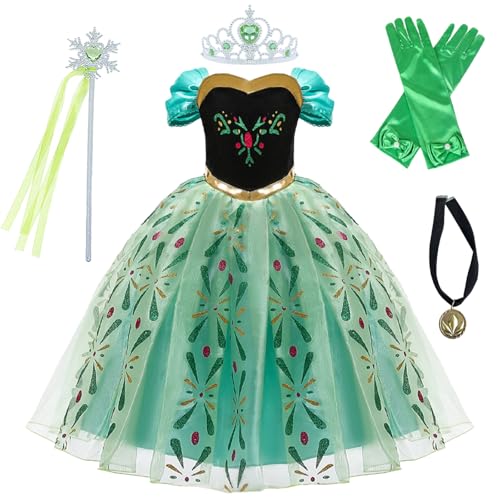 Kosplay Fille Robe de Princesse avec Accessoires Déguisement Reine des Neige Costume Noël Partie Anniversaire Fête Halloween Carnaval Cosplay Enfant Robe...