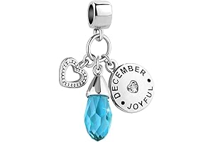 December Charm - Heart of Love Simulated Birthstone