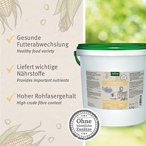 AniForte Natur Nagerfutter für Hamster, Meerschweinchen, Kaninchen, Nager 4,5kg - Artgerechtes Futter mit Gemüseflocken, Getreide, Luzerne und Kräutern - Ohne künstliche Zusätze – Bild 5