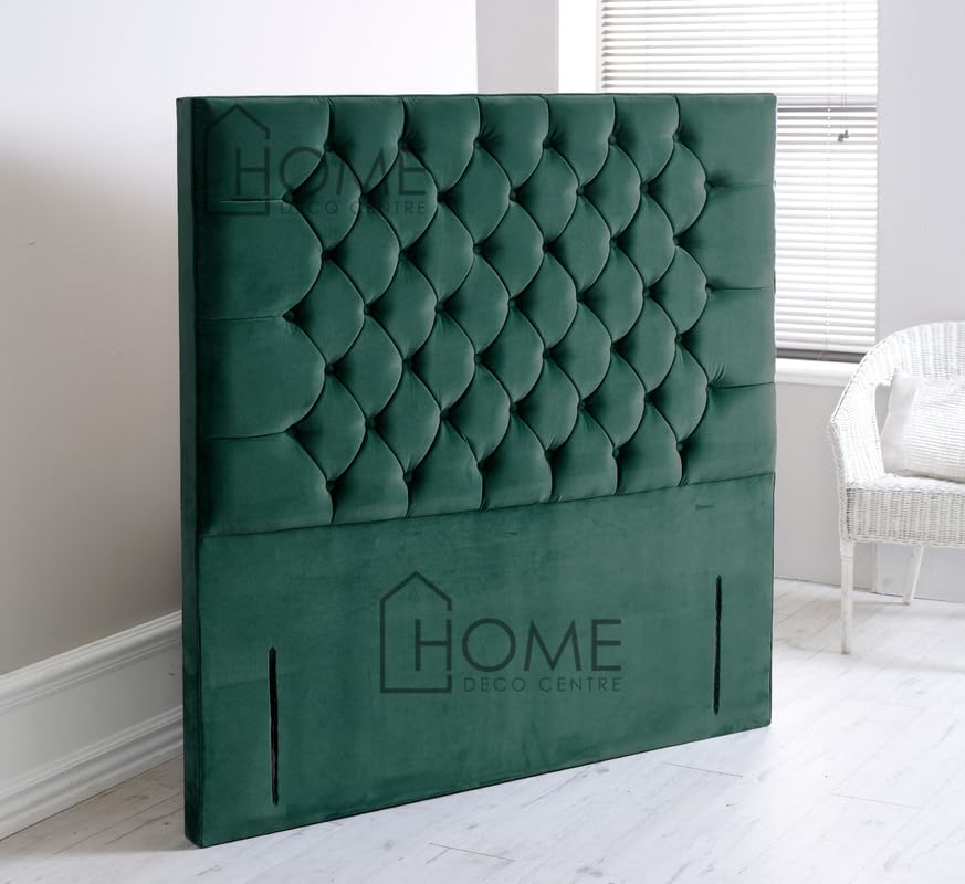 CROWNBEDS Chesterfield Matching Buttons Floor Standing 54 Inches high Plush Velvet Divan Bed Headboard 54 Inches High |Headboard| Divan bed| Plush Velvet |Thick Padding