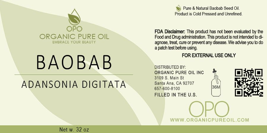 Miniatura 2 de Aceite de baobab  100% puro, prensado en frío, sin refinar, de origen orgánico, vegano, sin OMG, aceite portador para cabello, piel, cara, dolor