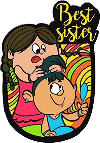 TC The Customizers Set of 1 Wooden Best Sister Pattern Fridge Magnet for Decoration | Fridge Magnets Refrigerator Stylish Set Kitchen