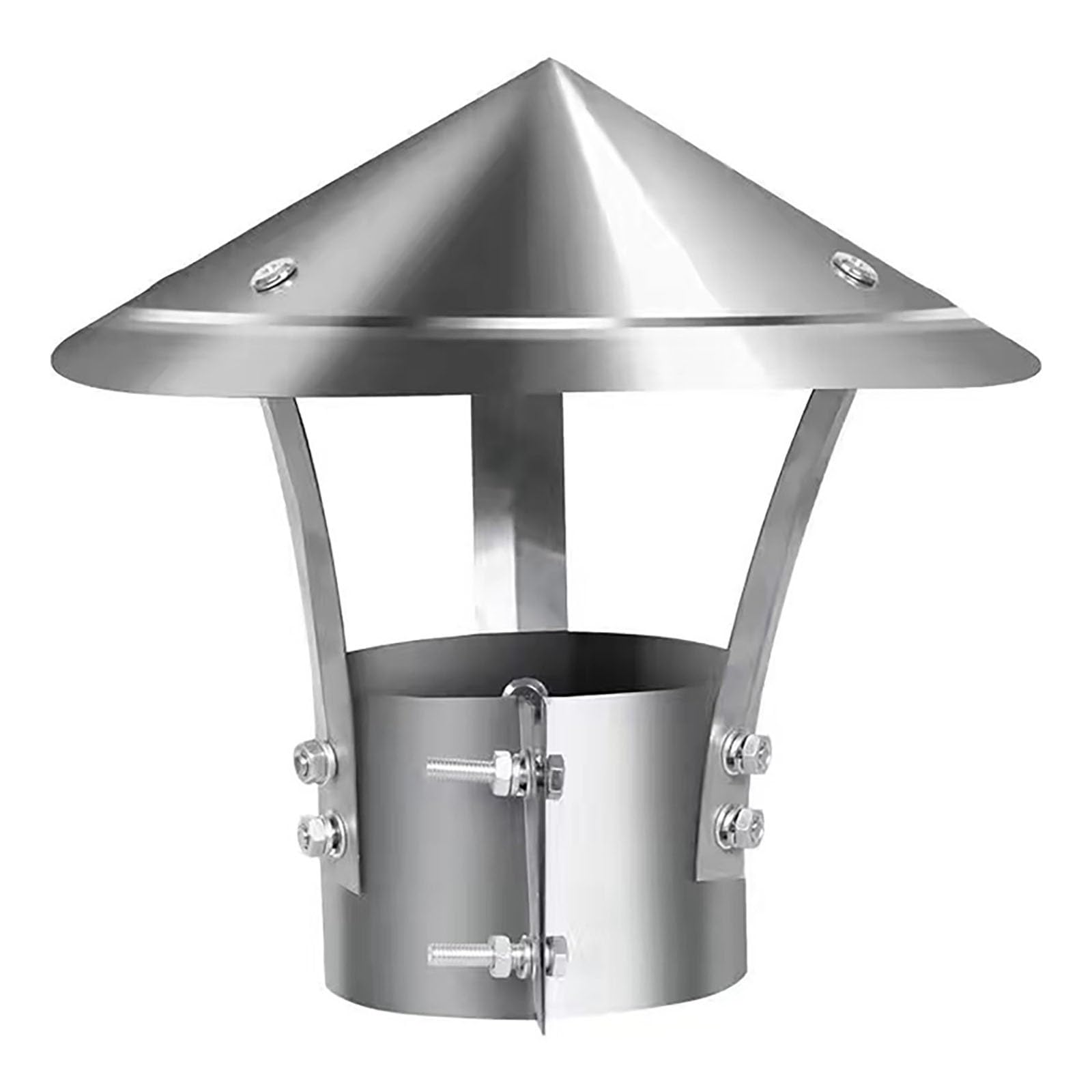 MYXJGNAIY Cone Top Chimney Cap, 304 Stainless Steel Fireplace Chimney Caps, with Fastening Device, Roof Vent Cap for Vent Flue, Family Kitchen Cooking (Size : 140mm/5.5in)