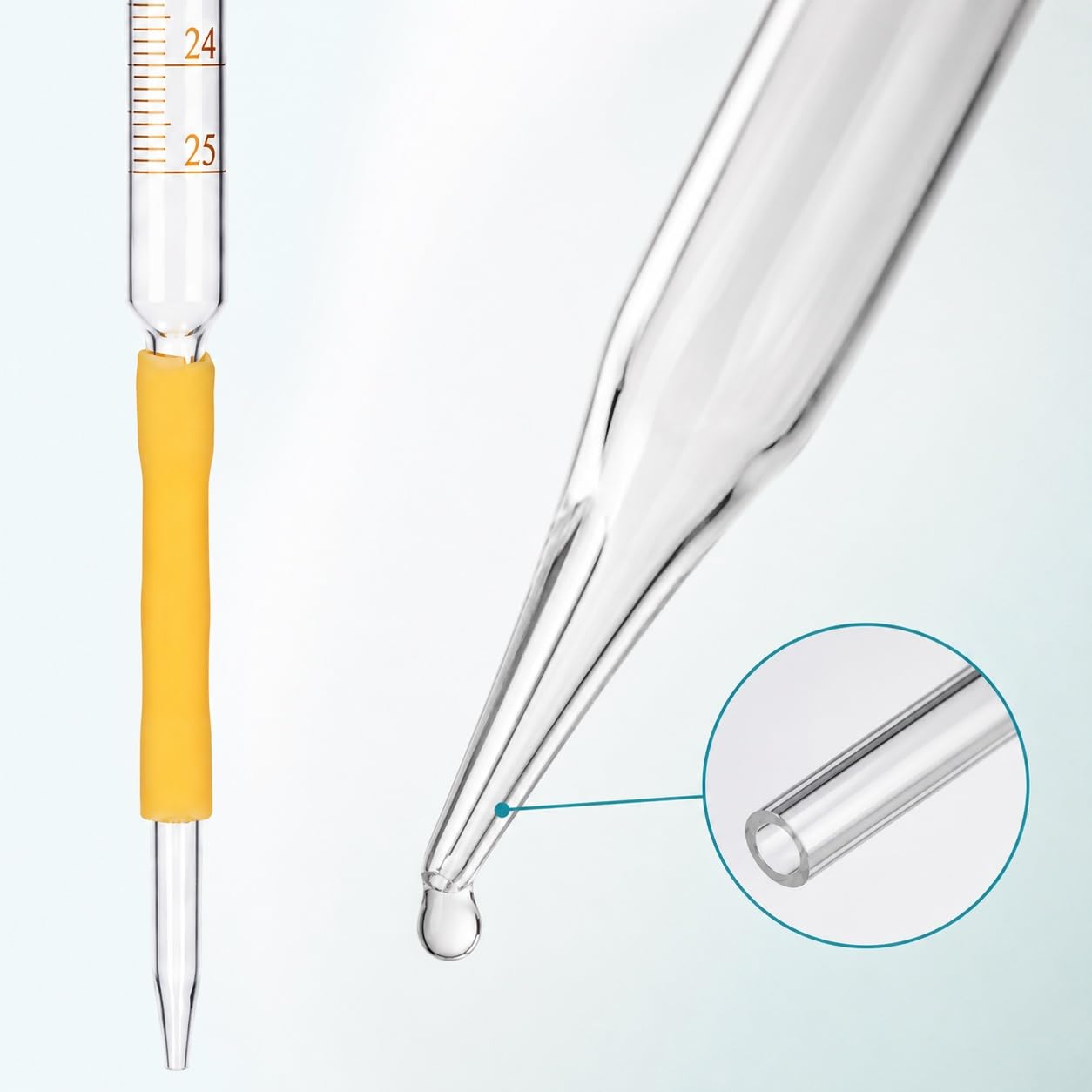 Labor-Glasbürette mit Trichter-Rand und Latexschlauch-Kugel-100mL | Ideales Labor-Glasgerät für Basen-Titration und Lösungsanalyse