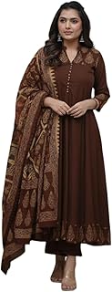 GoSriKi Women's Rayon Viscose Anarkali Printed Kurta Pant with Dupatta | Anarkali Kurta Set for Women | Flared Kurti Pant ...