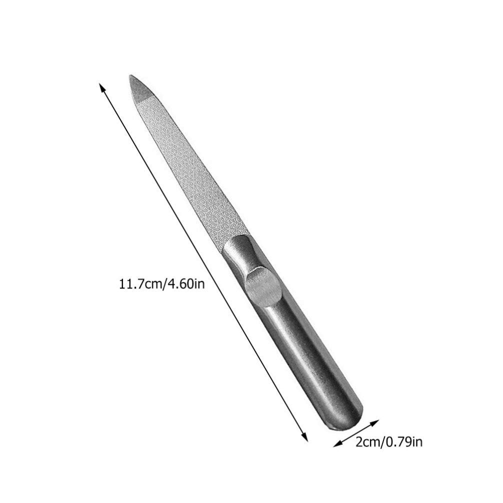 KALLORY Sturdy Professional Nail File Stainless Steel Fingernail File Set Manicure Tool for Home Salon