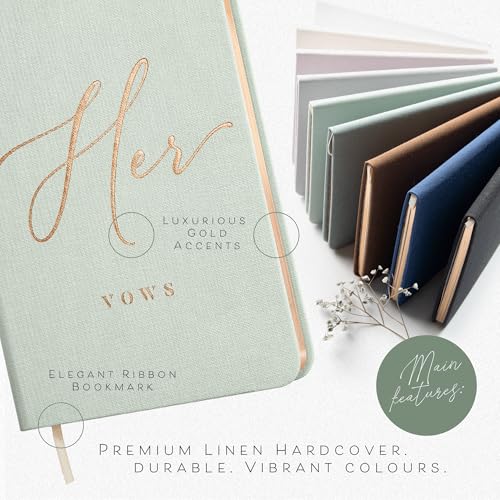 Image of ARTESORI Vow Books His and Hers - Linen Wedding Vow Books Perfect as Bride & Groom Gifts, Wedding Registry Ideas - His & Hers Gifts Wedding Vow Book - Wedding Essentials & Accessories [Mint & Sage]