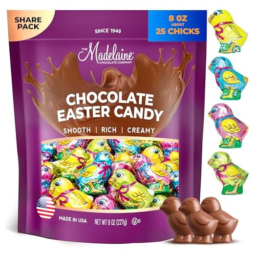 Madelaine Solid Premium Milk Chocolate Easter Baby Chicks Wrapped In Colorful Italian Foils (1/2 LB)
