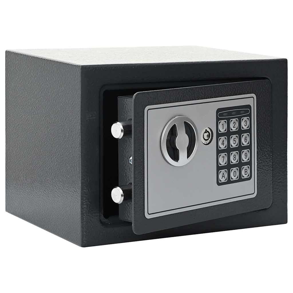 Cassaforte digitale grigio scuro, 23 x 17 x 17 cm, in acciaio, con serratura elettronica e lucchetto a combinazione, per documenti, cassaforte di sicurezza, cassetta di sicurezza, cassetta di