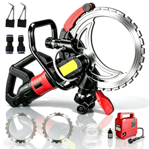 Scie à béton électrique 8980W/9500W, Scie à Anneau pour Béton, Machine de Découpe Murale, Profondeur de Coupe 300mm, 2 Lame Diamant 410mm, Rainureuse...