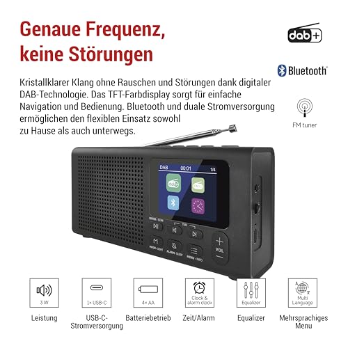 Radio DAB+ Bluetooth EMOS : radio numérique portable double alimentation - 2