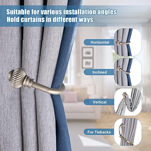Kowibcl Set Of 2 Curtain Holdbacks,Window Treatment Curtain Tiebacks With Screws,Metal Decorative Drapery Hooks,Pewter #TOP5