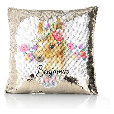 Hairyworm Personalised Sequin Cushion with Design Cover