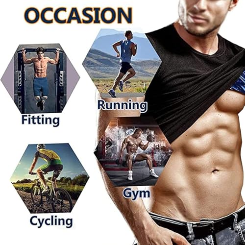 Image of Sauna Shirt for Men Workout: Neoprene Short Sleeve Sweat Shirt for Weight Loss - Mens Gym Compression Sauna Vest