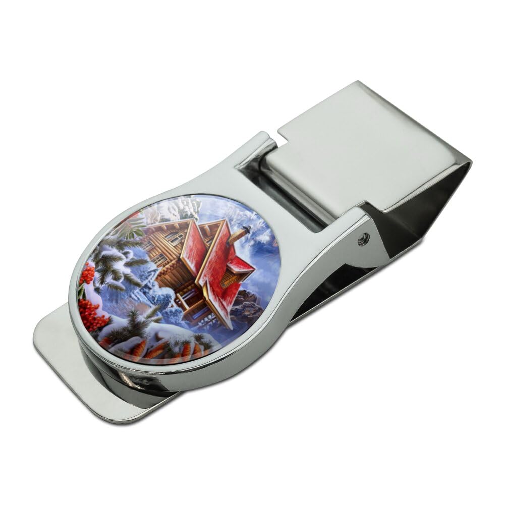 GRAPHICS & MORE Winter Cabin Satin Chrome Plated Metal Money Clip