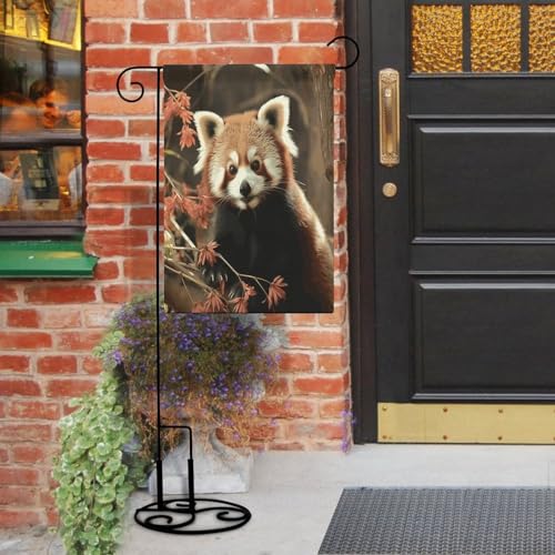 Bandera de jardín pequeña de panda rojo para decorar terrazas y patios 7
