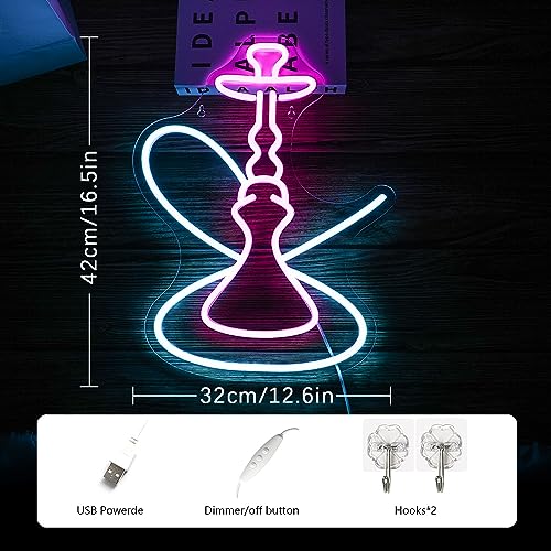 Image of Neon Sign Pink Blue LED Neon Sign for Wall Decor Neon Light Sign Dimmable USB Neon Signs for Shop Bar Pub Man Cave Home Wall Decor Aesthetic Room Decor(16.5 * 12.6 inch)