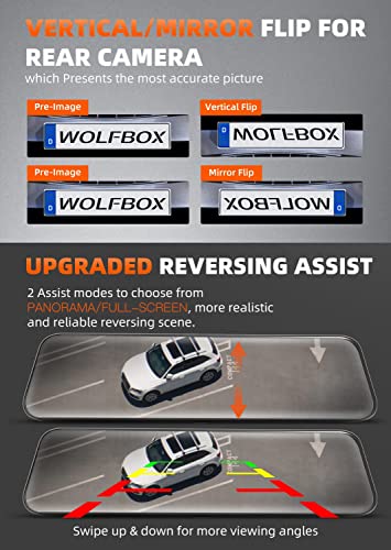 WOLFBOX Rear View Mirror Camera:Mirror Dash Cam Front and Rear 4K+2.5K for Car with 12" Full Touch Screen, Waterproof Backup WDR Camera, Night Vision, G-Sensor, Parking Assist,Free 64GB Card & GPS - Image 6