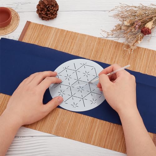 Image of WEBEEDY DIY Sashiko Placemat Kit with Traditional Japanese Sashiko Template Embroidery Fabric Patterns Table Mats Needlework Art Craft Kit with Instructions for Home Kitchen Dining Table Decor