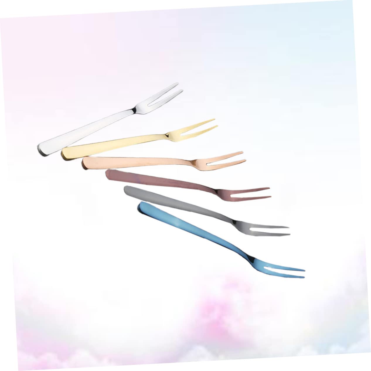 Alipis 18 Pollici forchette per dolci alla moda forchette da torta in acciaio inossidabile colorato frutta in acciaio inossidabile Set di frutta alla moda