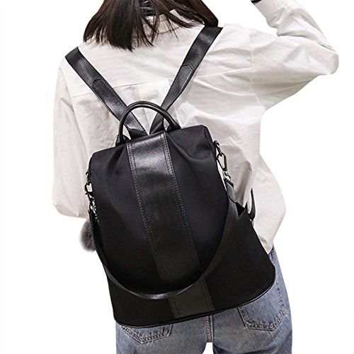 Alextry - Mochila para mujer, impermeable, antirrobo, para monedas, tarjetas de dinero, libros, soporte negro negro