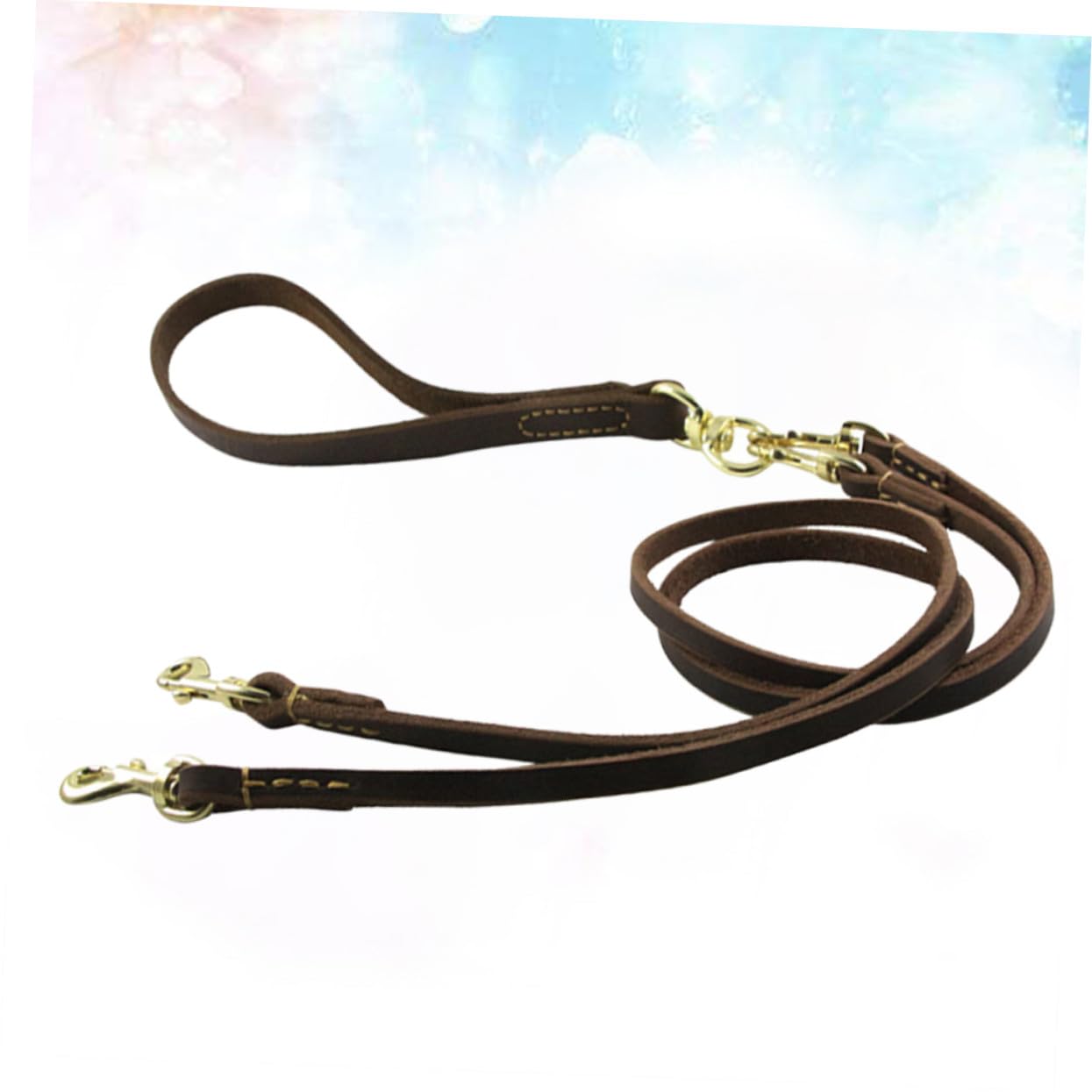 SHINEOFI Guinzaglio Doppio Per Cani Regolabile in Pelle Resistente 1,6x120 Cm Per Cuccioli e Animali Domestici Sicurezza e Comfort Durante La Camminata